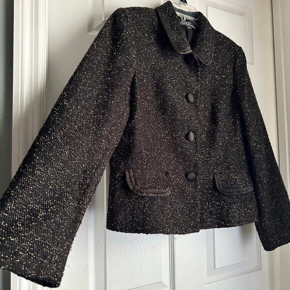 Kasper Sportswear Women’s Size 16 Blazer Black Coat Sparkle Button - Picture 6 of 6